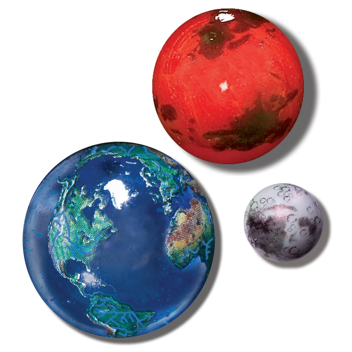 Earth/Moon/Mars Marble Set The Museum Store at the NC Museum of