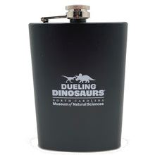 Load image into Gallery viewer, Dueling Dinosaurs Flask, Black

