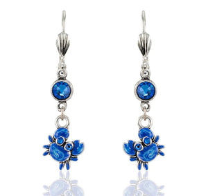 Blue Crab Crystal Earrings