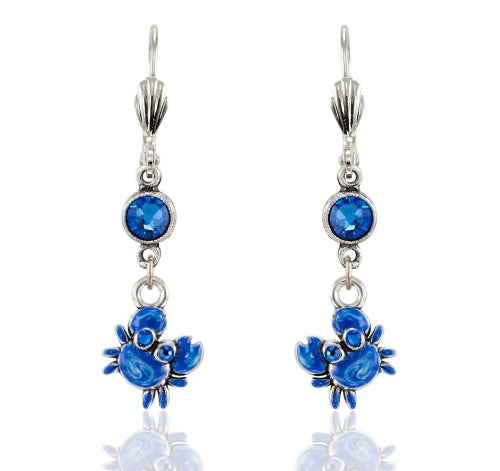 Blue Crab Crystal Earrings