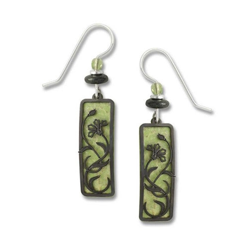 Flower with Green Earrings